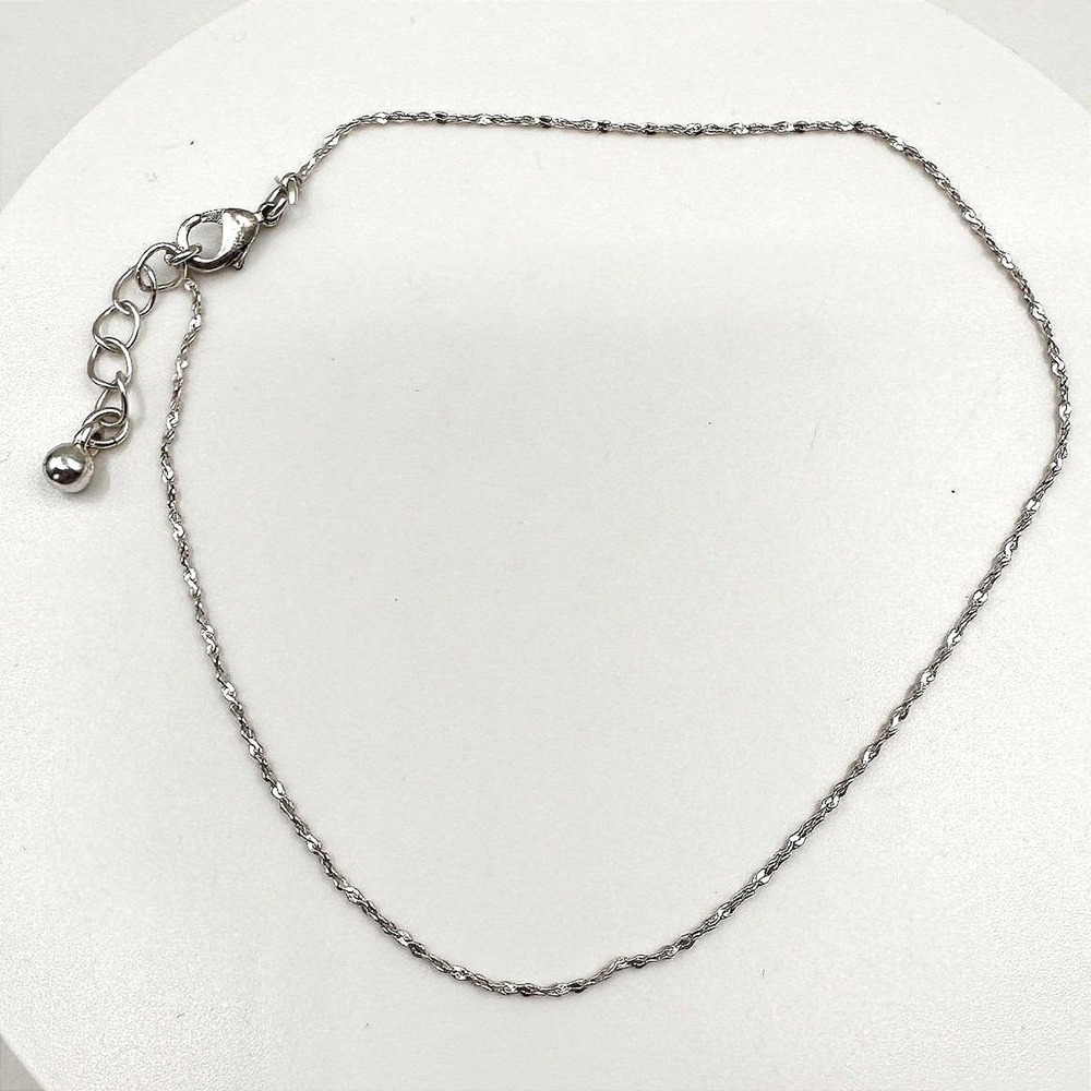 Vintage Silver Tone Twisted Rope Chain Anklet Minimalist 90s Y2K Boho Jewelry